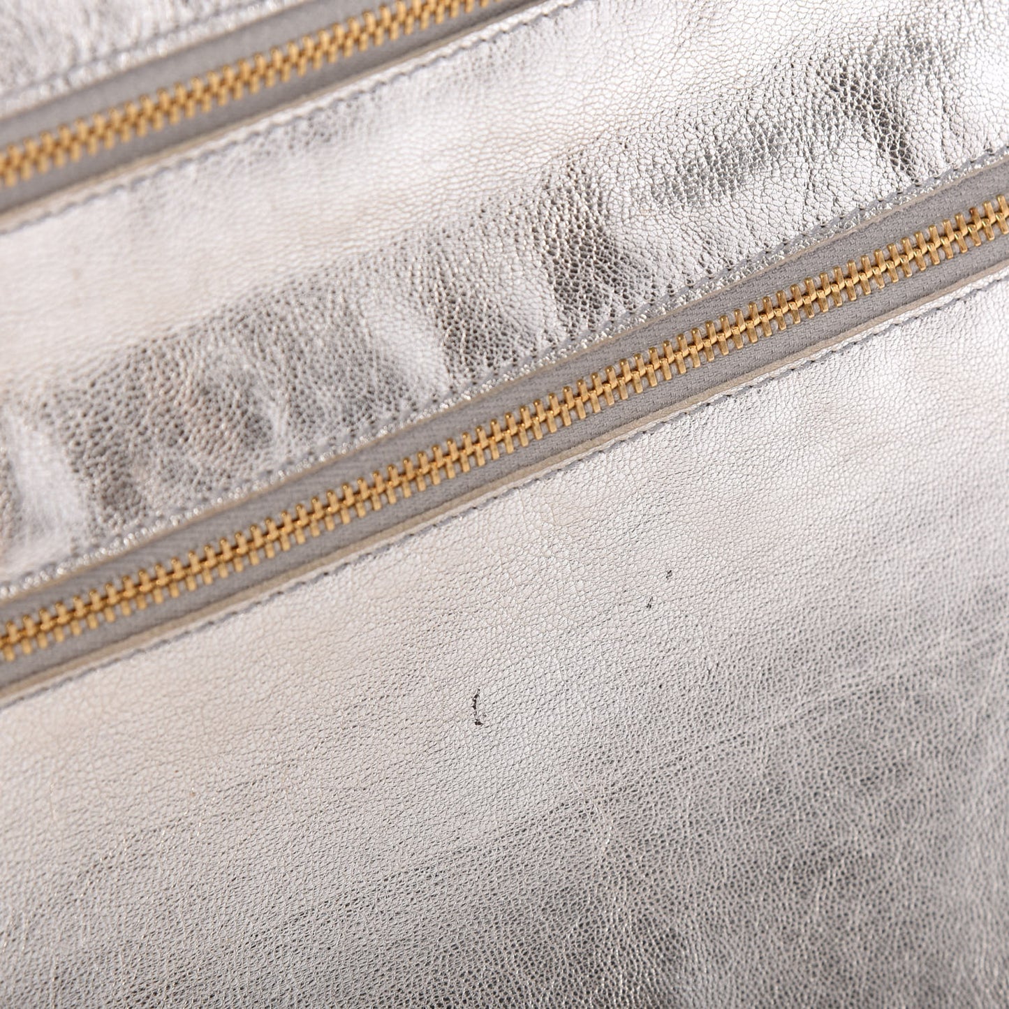 Metallic Calfskin Flap Clutch Silver