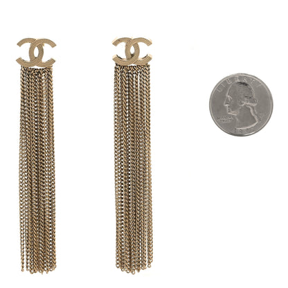 Chanel Metal CC Multi Strand Chain Drop Earrings Gold 2 of 5