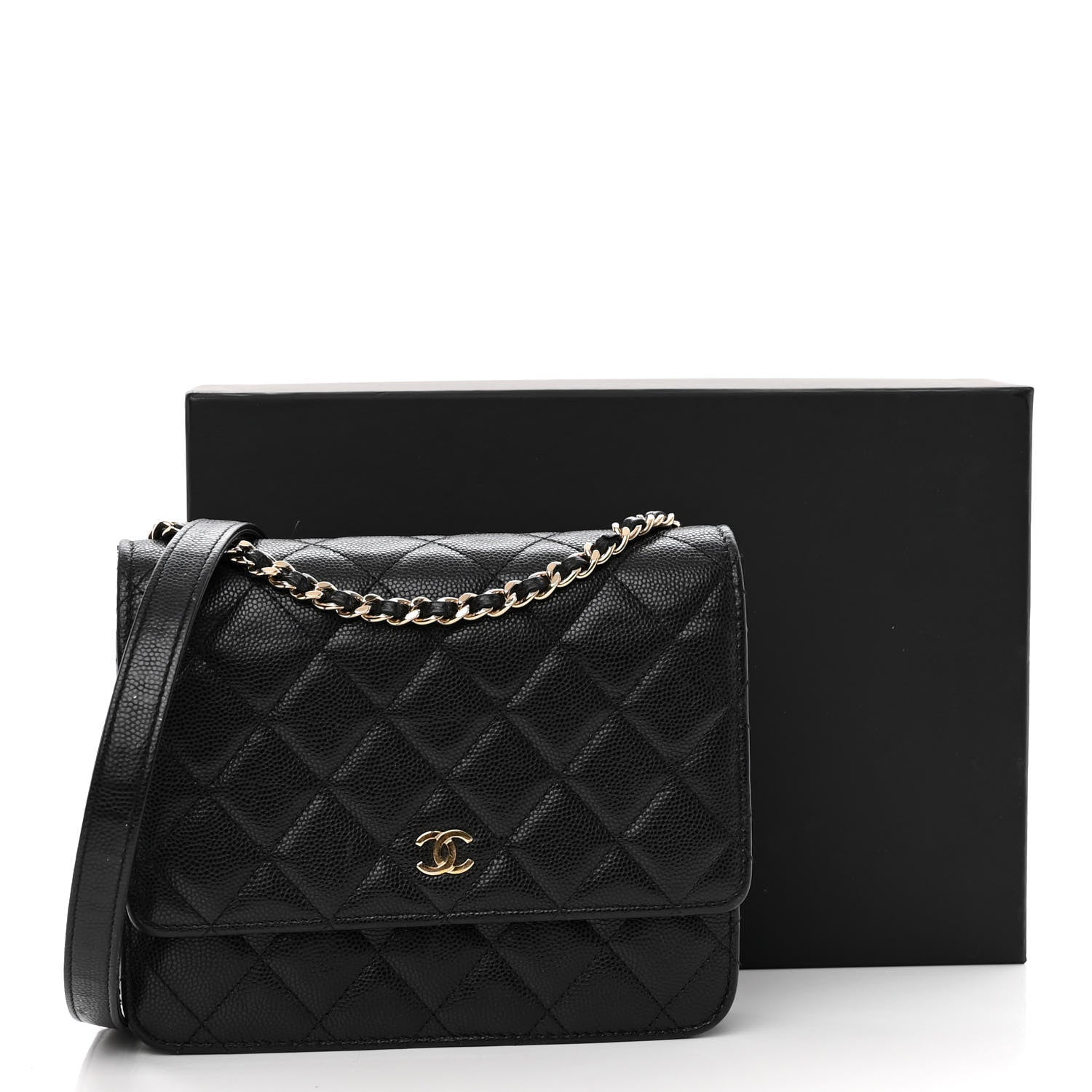 Chanel Caviar Quilted Square Wallet On Chain WOC Black 13 of 13