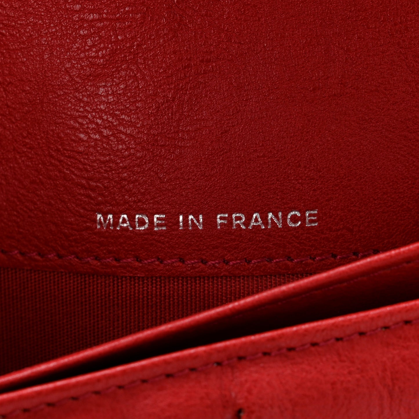 Calfskin Quilted Boy Chain Around Yen Wallet Red