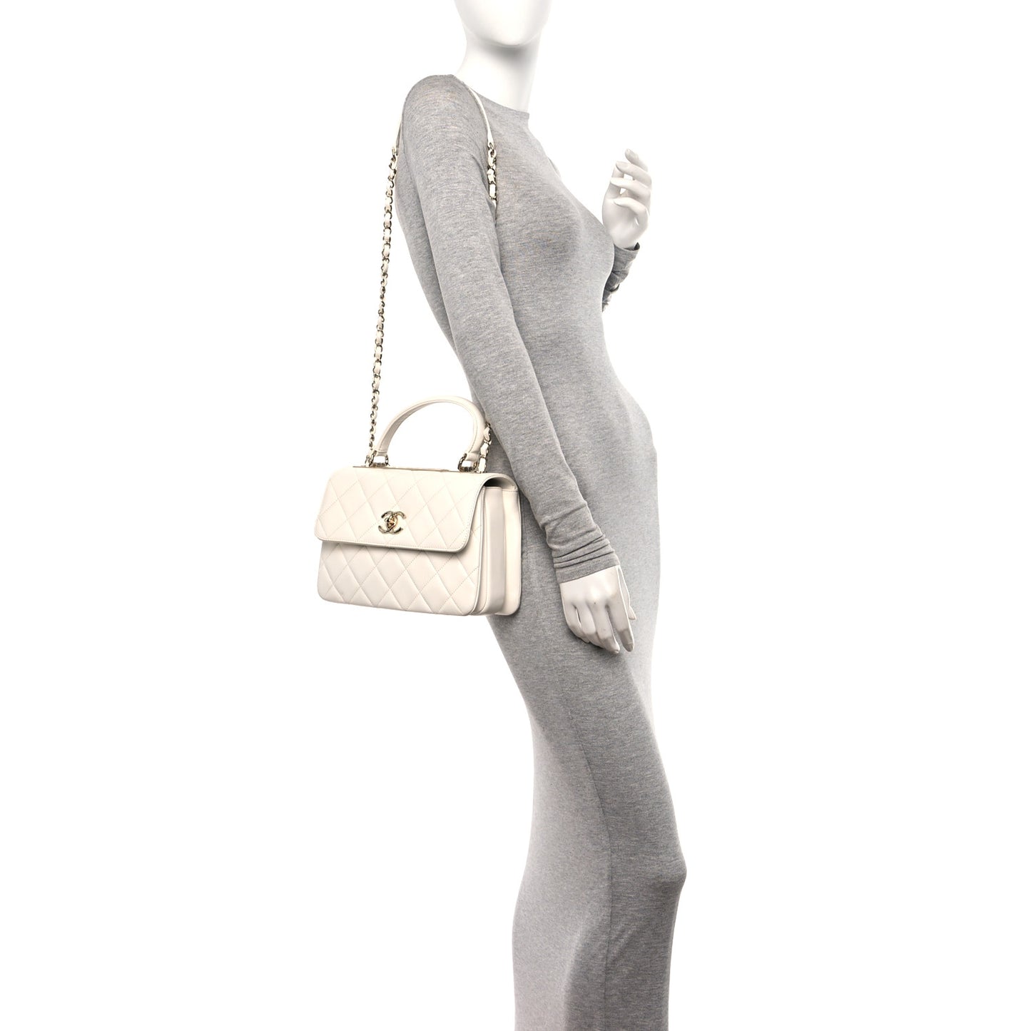 Lambskin Quilted Small Trendy CC Dual Handle Flap Bag White