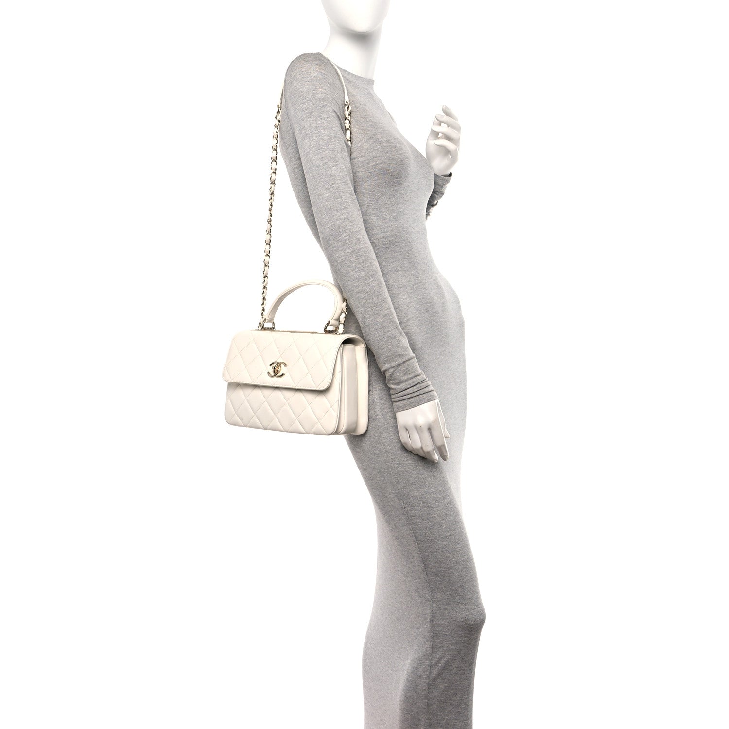 Chanel Lambskin Quilted Small Trendy CC Dual Handle Flap Bag White 2 of 10