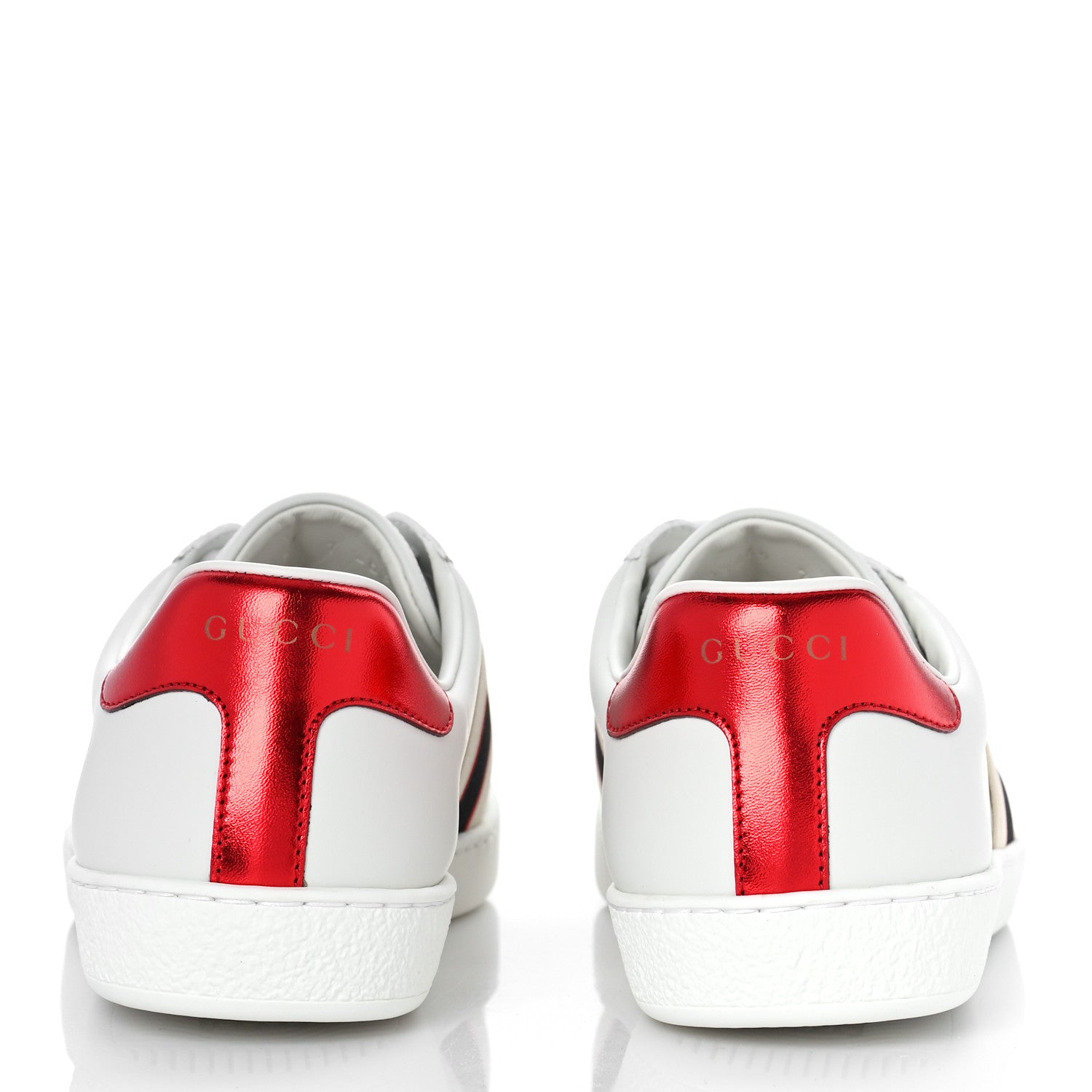 Gucci Calfskin Stripe Mens New Ace Sneakers 7 White Ecru Red Flame 5 of 9