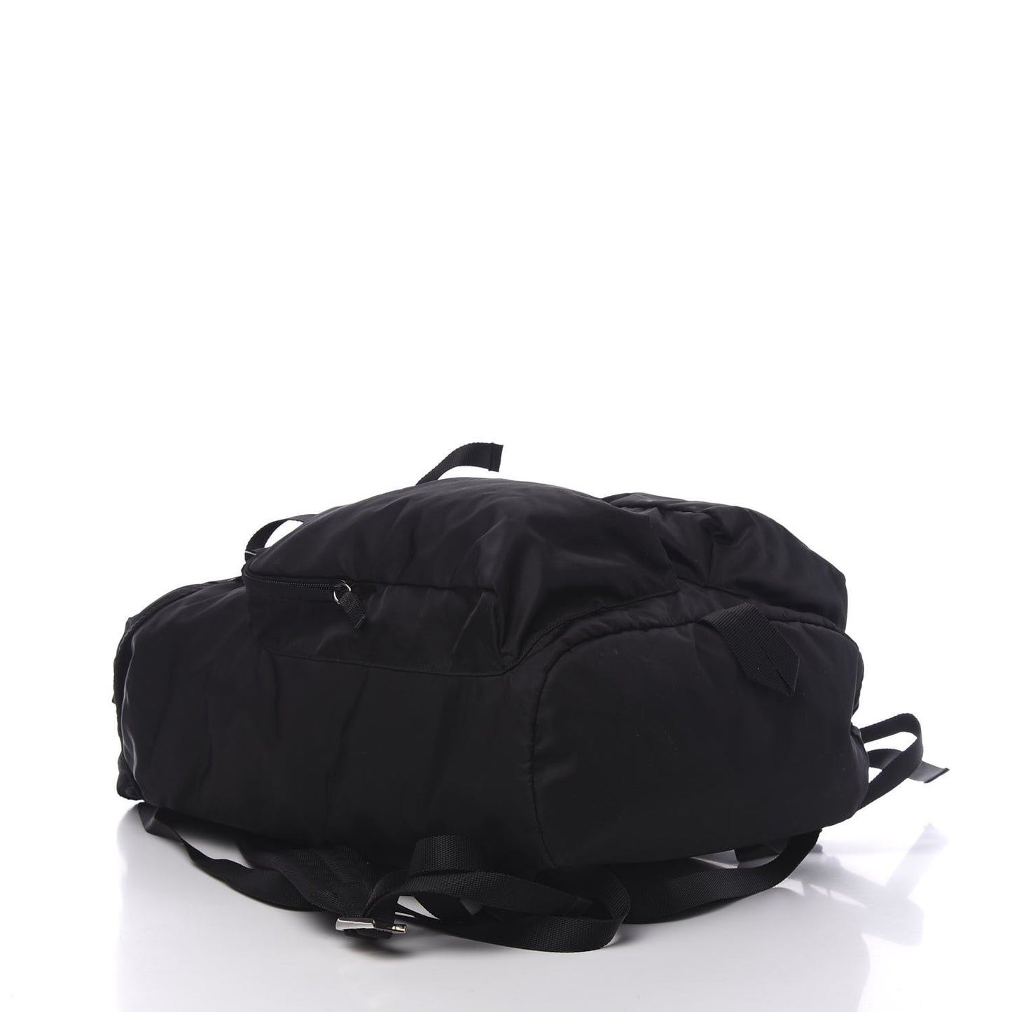 Technical Nylon Saffiano Double Buckle Backpack Black