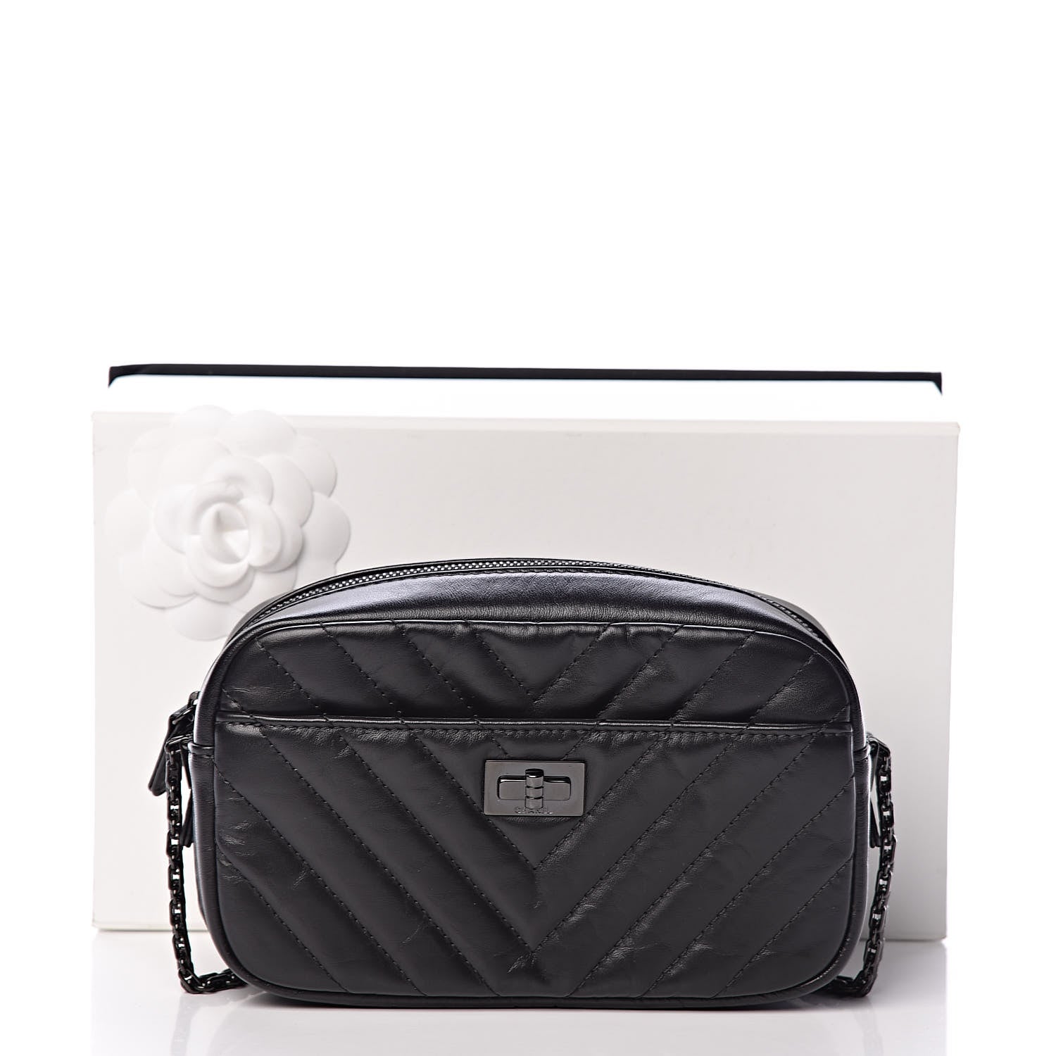 Chanel Aged Calfskin Chevron Mini Reissue Camera Case So Black 11 of 11