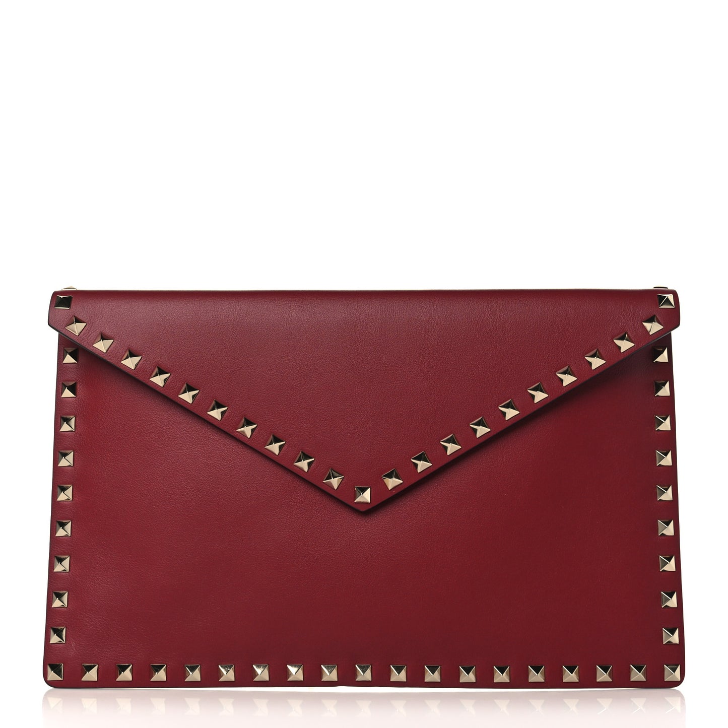 Vitello Large Rockstud Envelope Clutch Rubino