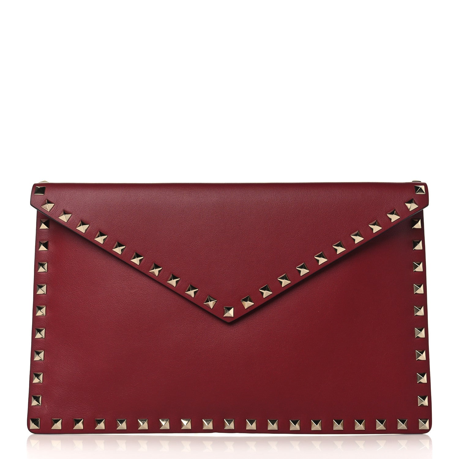 Valentino Garavani Vitello Large Rockstud Envelope Clutch Rubino 1 of 6