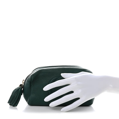 Gucci Pebbled Calfskin Medium Soho Cosmetic Case Emerald Green 2 of 10