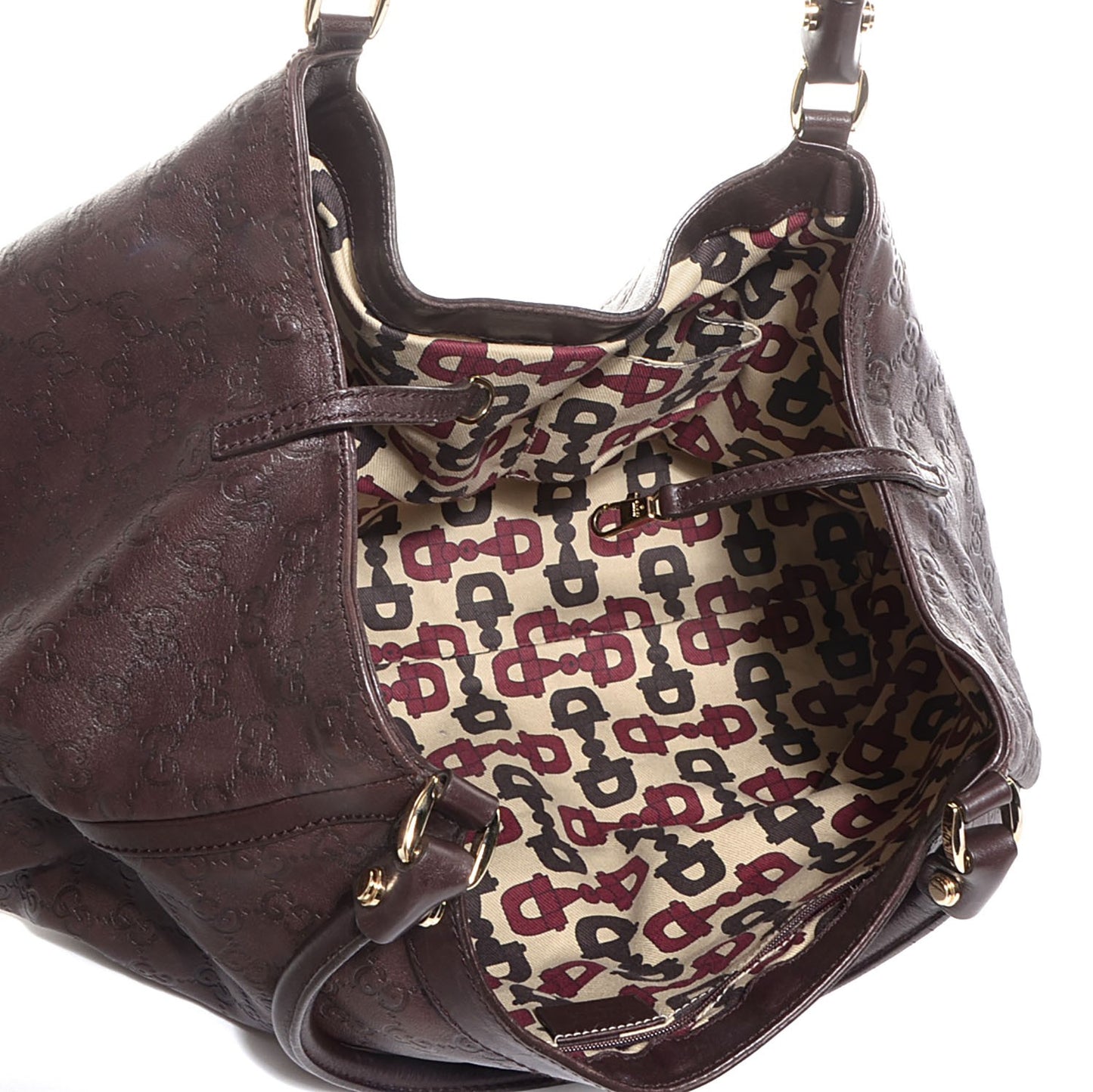 Guccissima Large D Gold Hobo Chocolate Brown