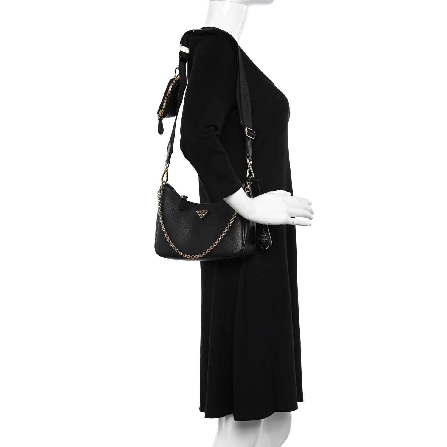 Prada Saffiano Lux Re-Edition 2005 Shoulder Bag Black 2 of 12