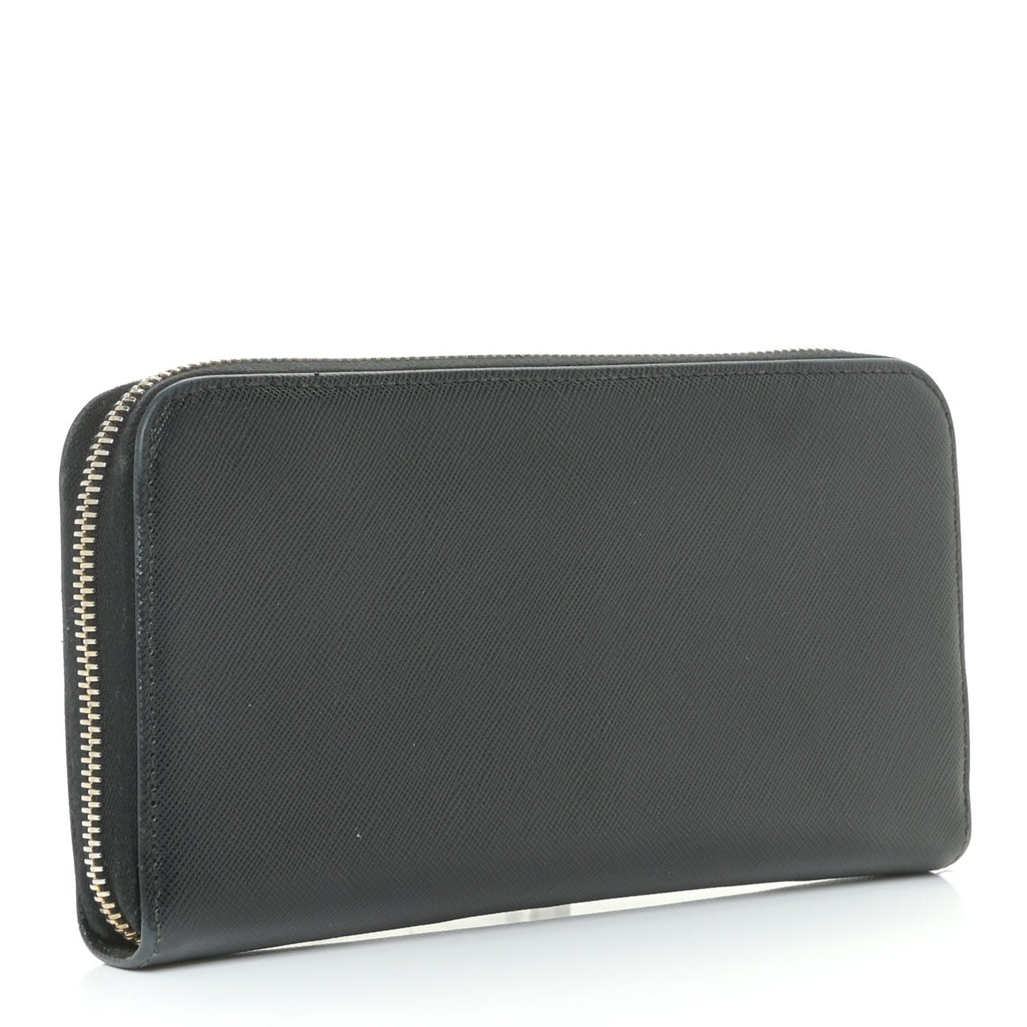 Saffiano Triangle Zip Around Wallet Black