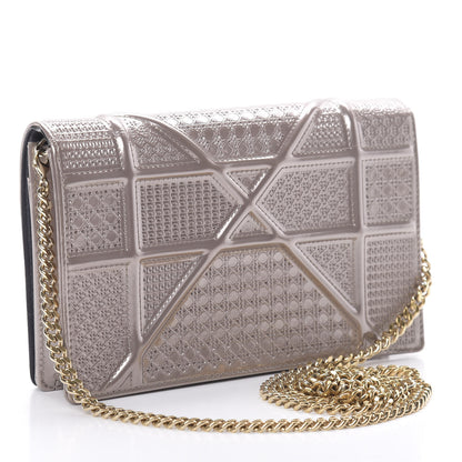 Christian Dior Metallic Patent Micro-Cannage Diorama Wallet on Chain Pouch Hyper Pink 3 of 14