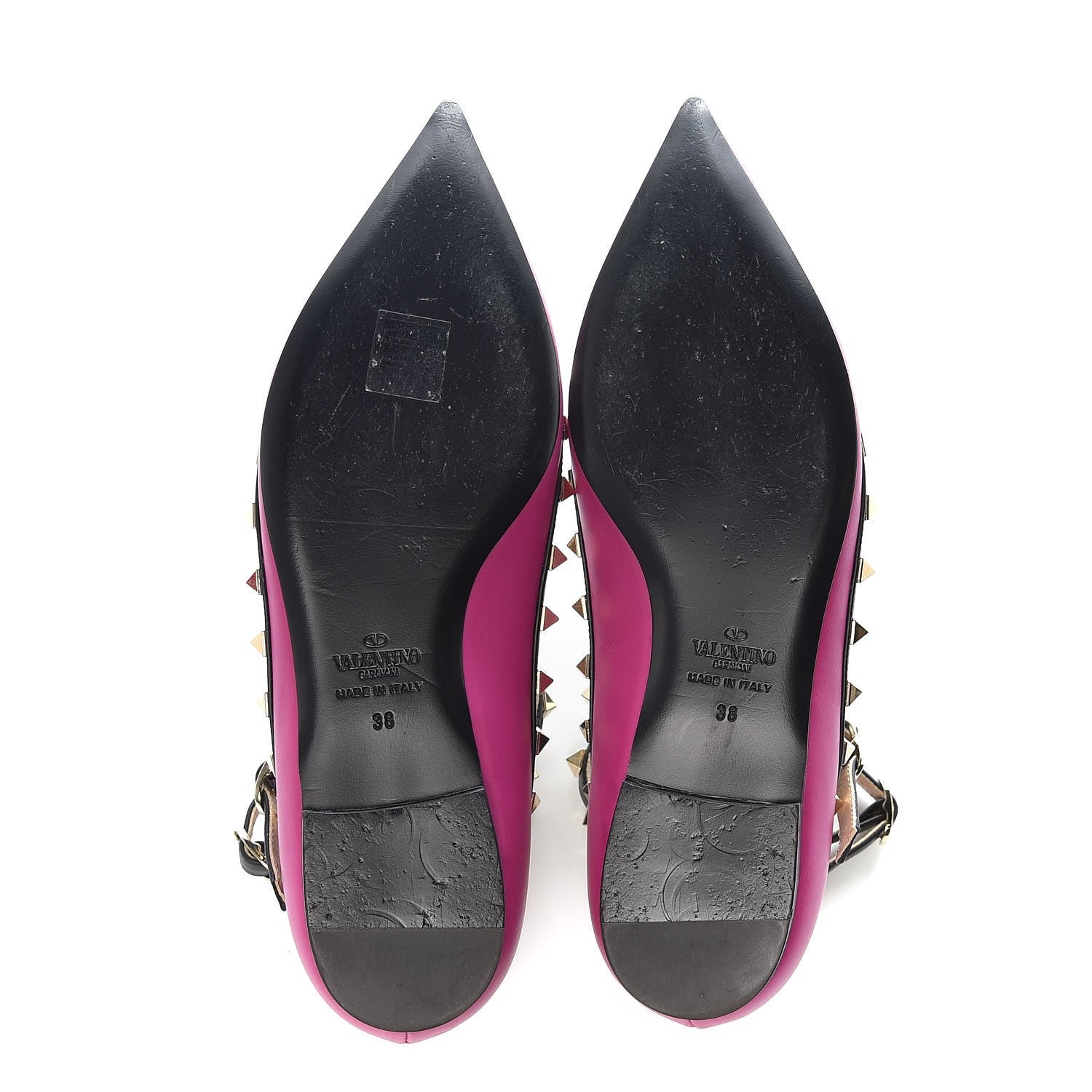 Valentino Garavani Nappa Rockstud Cage Ballerina Flats 39 Fuxia Black 7 of 13