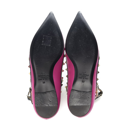 Valentino Garavani Nappa Rockstud Cage Ballerina Flats 39 Fuxia Black 7 of 13
