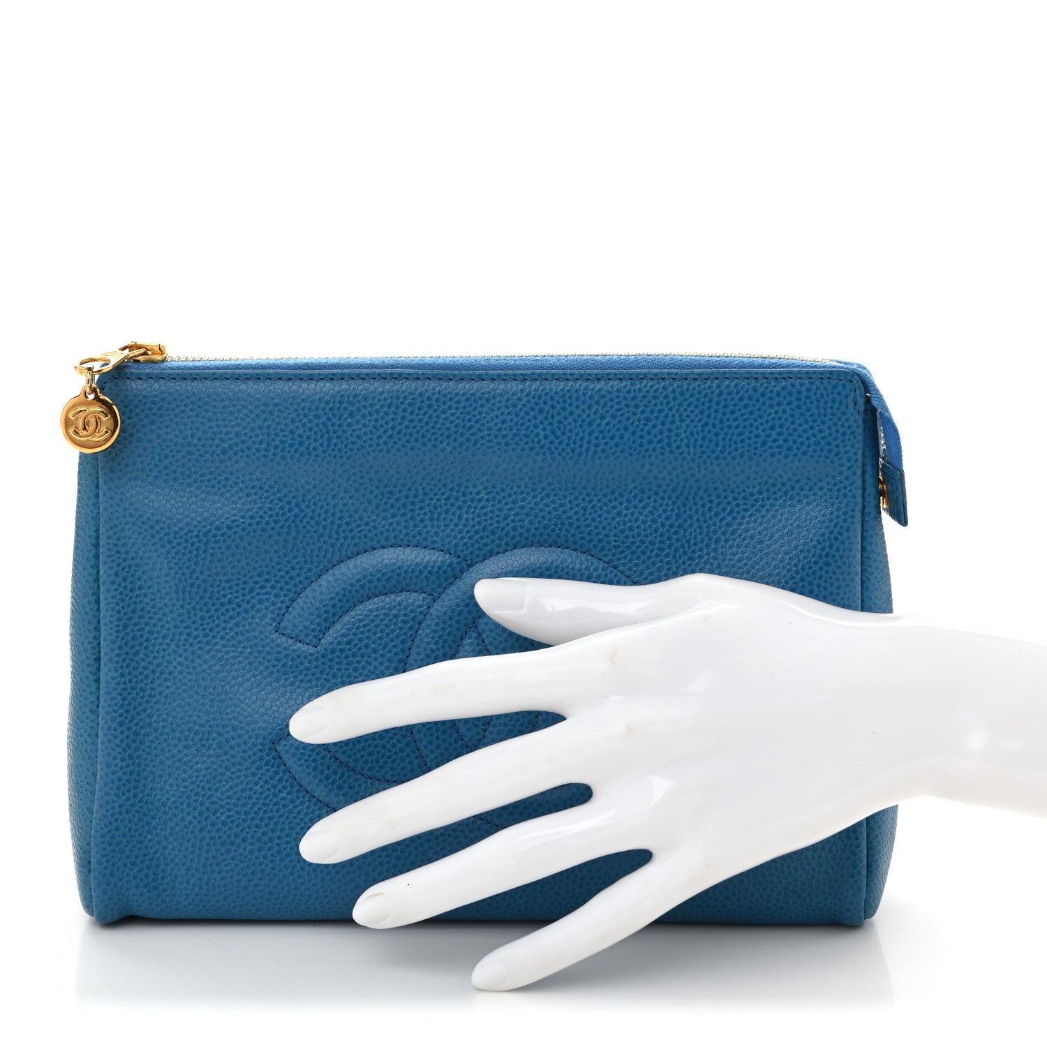 Chanel Caviar Timeless CC Pouch Blue 1833395 – FASHIONPHILE
