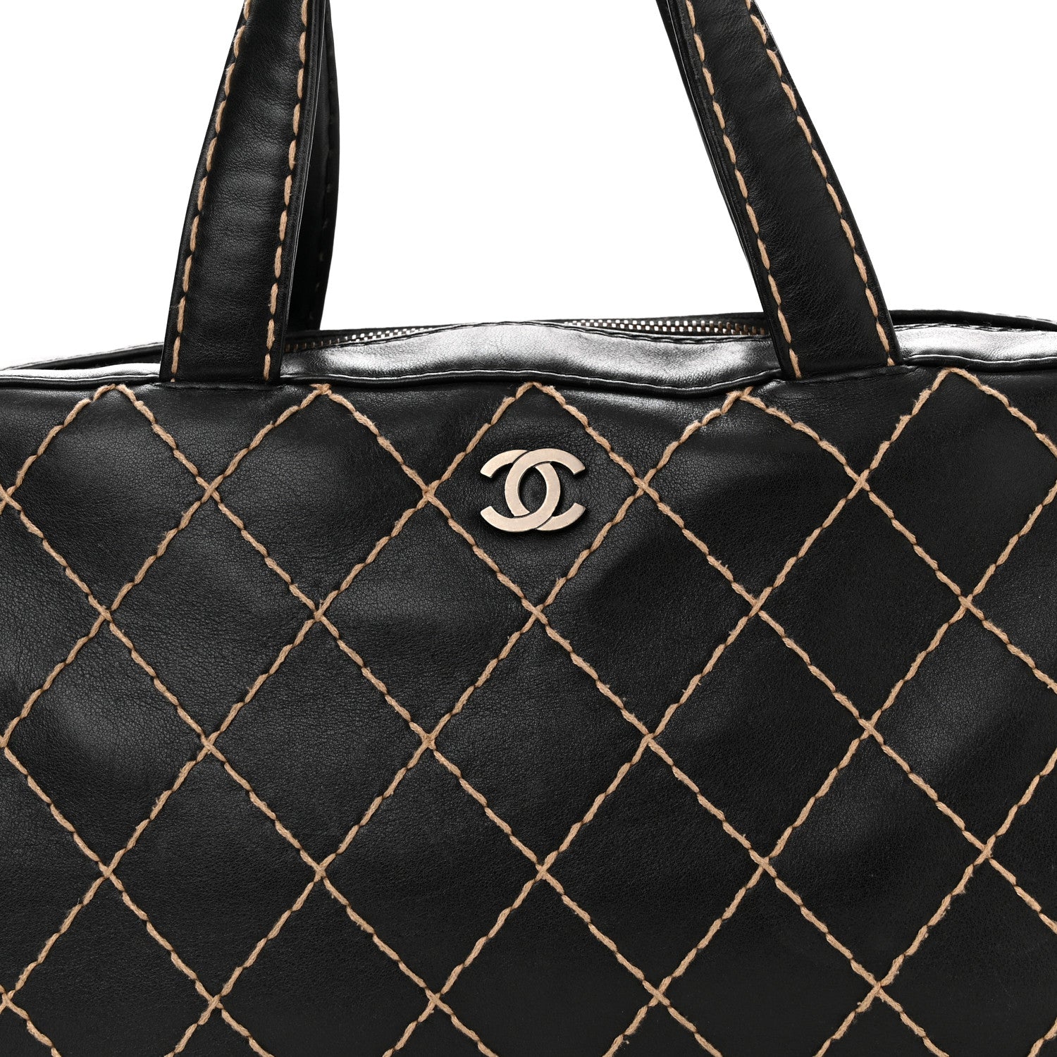 Chanel Calfskin Contrast Stitch Surpique Bowler Black 7 of 13