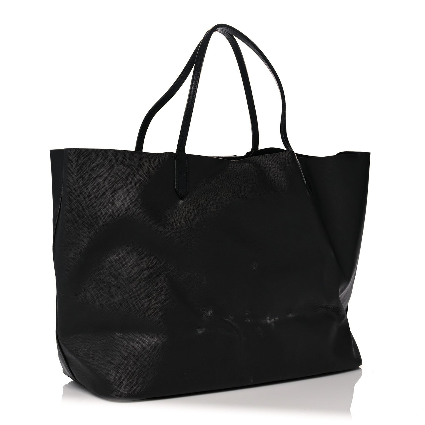 Textured Coated Canvas Rottweiler Pint Large Antigona Tote Black