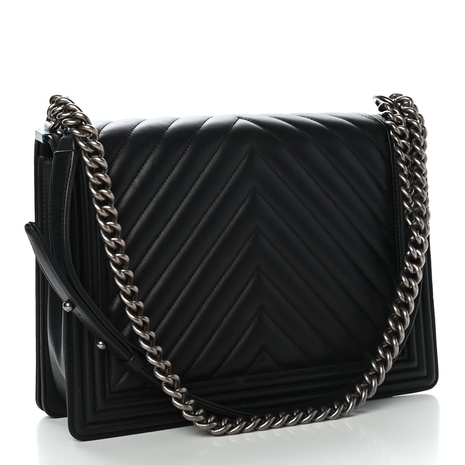 Chanel Calfskin Chevron Quilted Large Boy Flap Black 2 of 8
