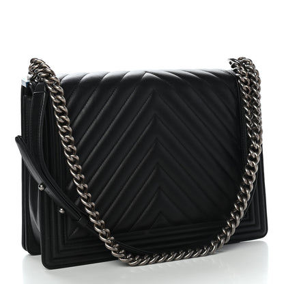 Chanel Calfskin Chevron Quilted Large Boy Flap Black 2 of 8