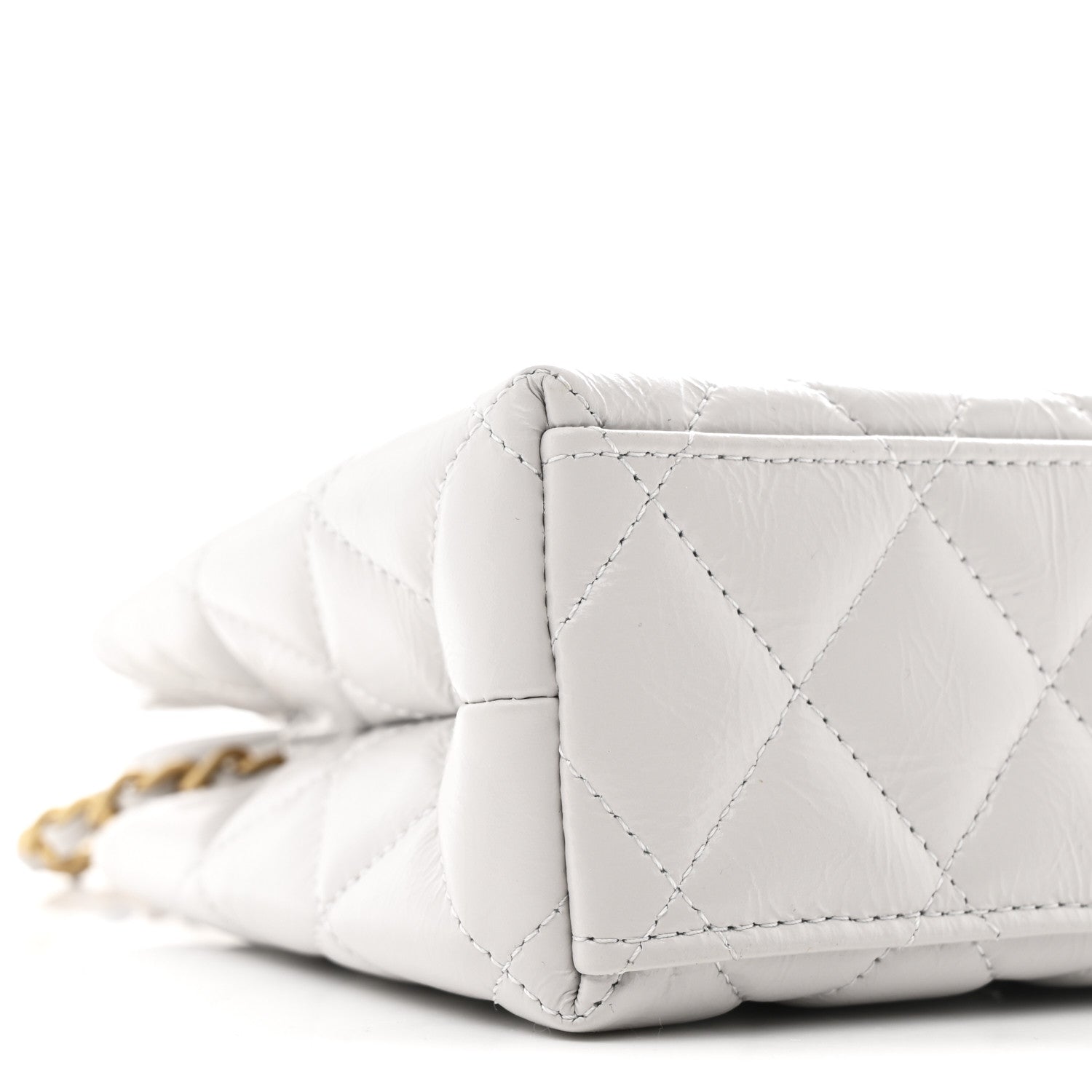 Chanel Shiny Aged Calfskin Quilted Nano Kelly Shopper Light Grey 9 of 10