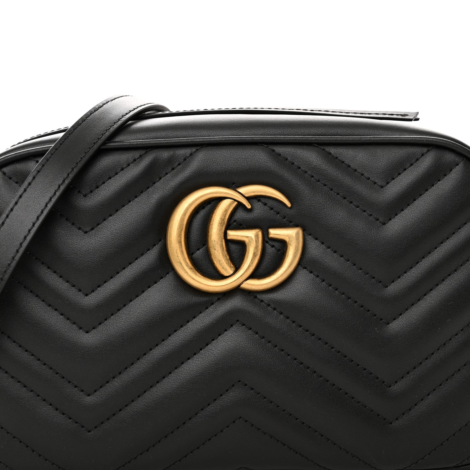 Gucci Calfskin Matelasse Small GG Marmont Chain Shoulder Bag Black 9 of 12