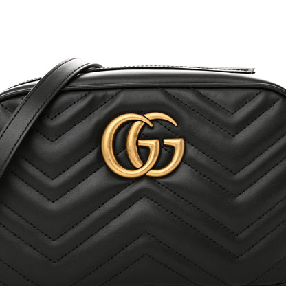 Gucci Calfskin Matelasse Small GG Marmont Chain Shoulder Bag Black 9 of 12