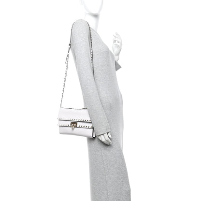 Valentino Garavani Grainy Calfskin Rockstud Double Flap Crossbody Bag Ivory 2 of 9