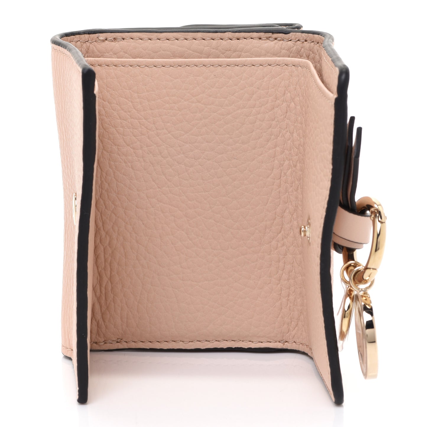 Calfskin Alphabet Mini Trifold Wallet Cement Pink