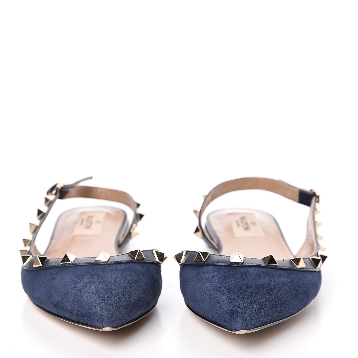 Valentino Garavani Suede Nappa Rockstud Slingback Flats 36 Marine 2 of 9