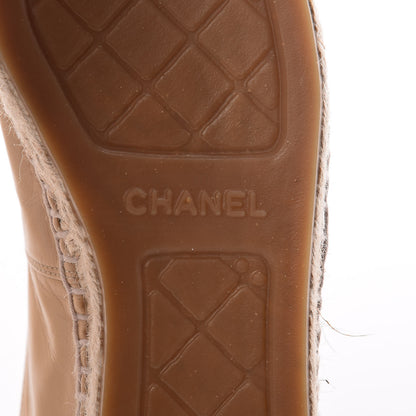 Chanel Lambskin CC Espadrilles 38 Beige Black 6 of 12