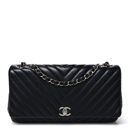 Chanel Lambskin Surpique Chevron Large Single Flap Black 1 of 10