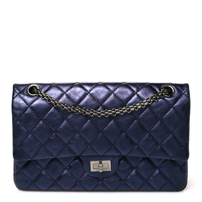 Chanel Metallic Aged Calfskin Quilted 2.55 Reissue 226 Flap Dark Navy Blue 1 of 10