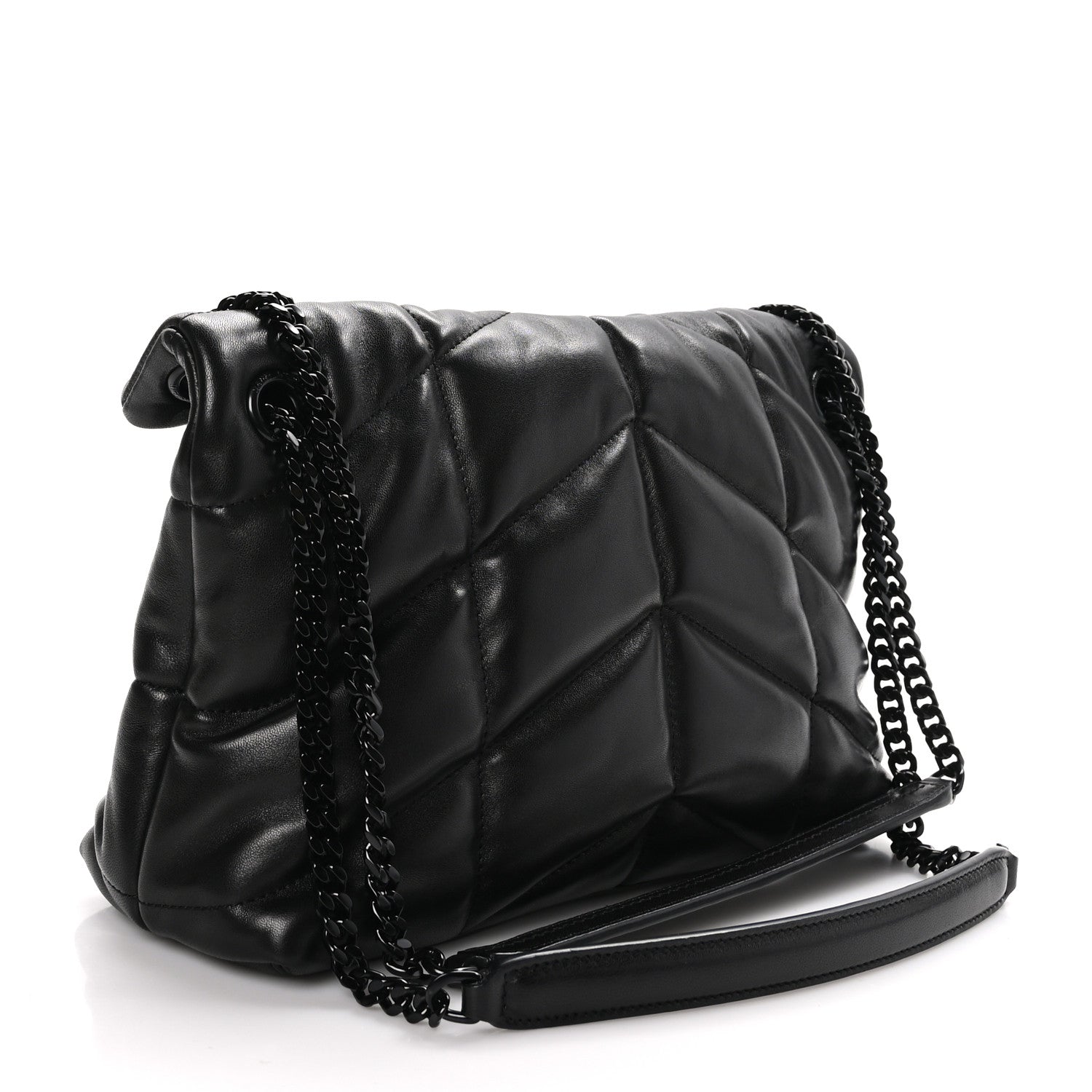 Saint Laurent Lambskin Quilted Monogram Monochrome Small Loulou Puffer Chain Satchel Black 3 of 10