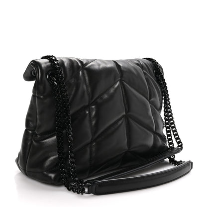 Saint Laurent Lambskin Quilted Monogram Monochrome Small Loulou Puffer Chain Satchel Black 3 of 10