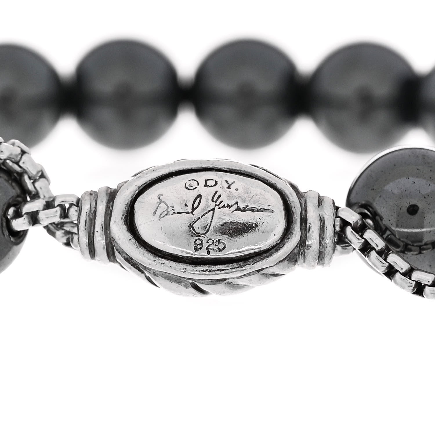 David Yurman Sterling Silver Hematite 8mm Spiritual Beads Adjustable Bracelet 3 of 3