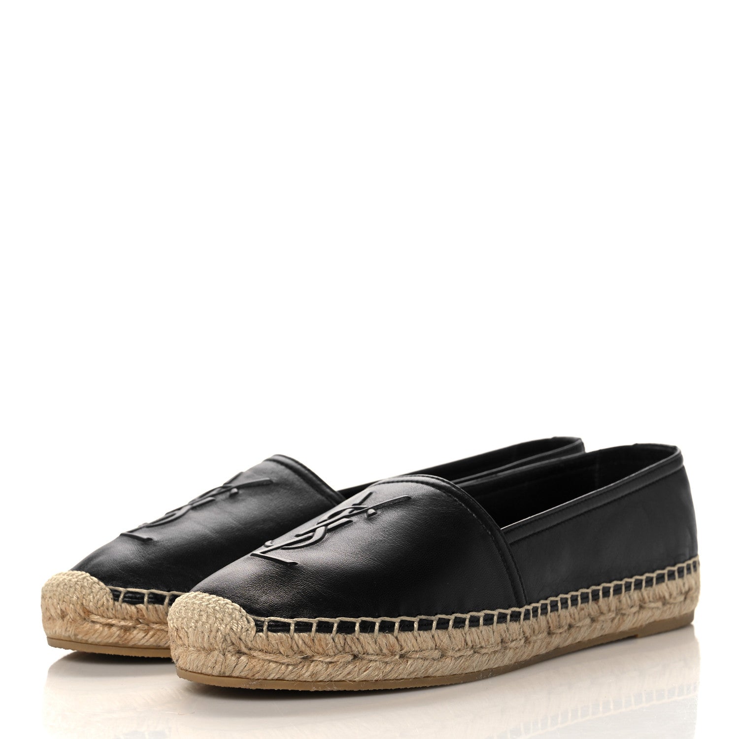 Saint Laurent Lambskin Monogram Espadrilles 37.5 Black 3 of 10