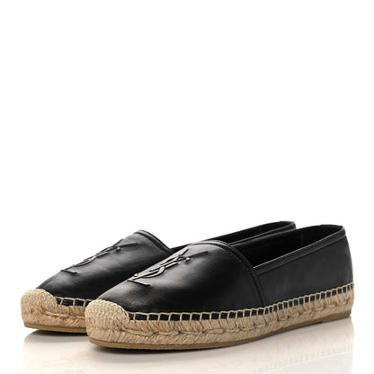 Saint Laurent Lambskin Monogram Espadrilles 37.5 Black 3 of 10