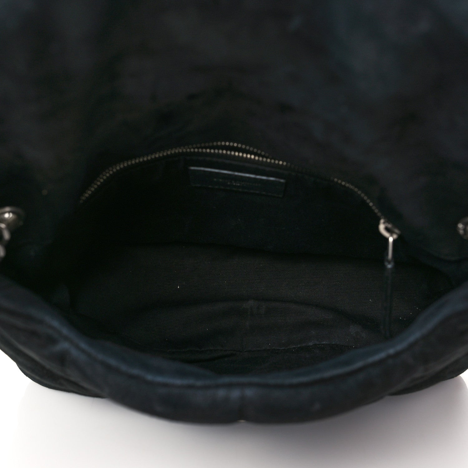 Saint Laurent Suede Calfskin Quilted Small Loulou Puffer Monogram Chain Satchel Black 5 of 12