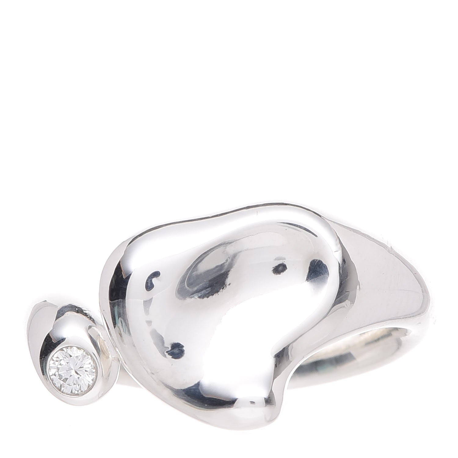 Tiffany Sterling Silver Diamond Elsa Peretti Full Heart Ring 53 6.5 1 of 5