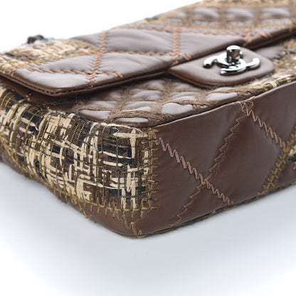 Chanel Lambskin Tweed Stitched Quilted Patch Medium Flap Brown 8 of 10