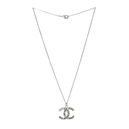 Chanel Crystal Baguette CC Necklace Silver 3 of 6