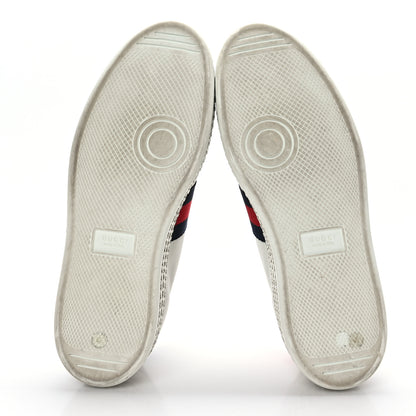 Gucci Calfskin Crystal Web Bee Embroidered Womens Ace Platform Sneakers 40 White 5 of 7