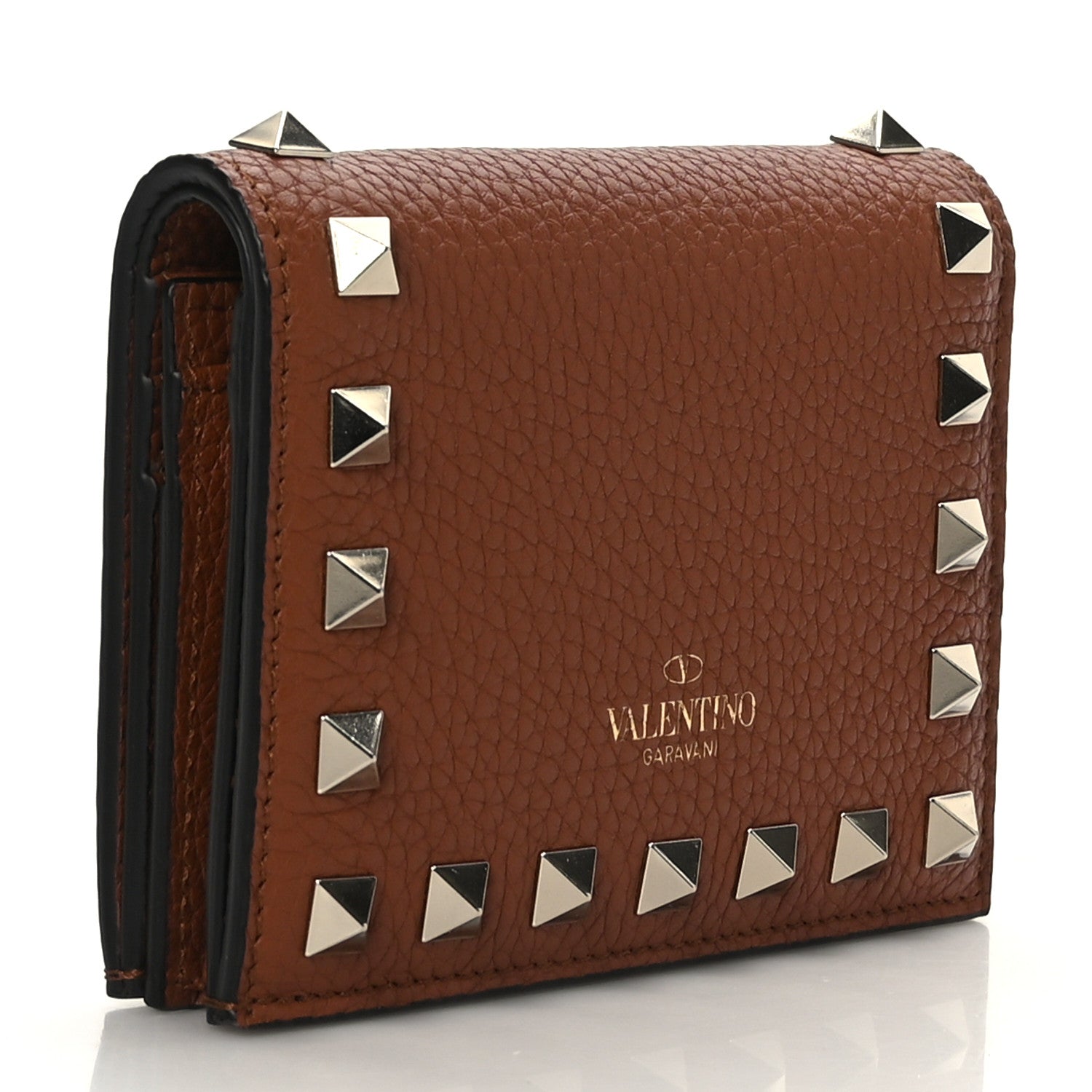 Valentino Garavani Pebbled Calfskin Rockstud French Flap Wallet Selleria 3 of 7