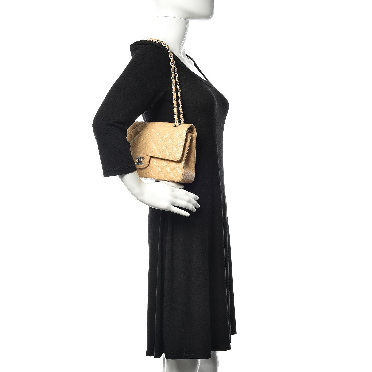 Chanel Caviar Quilted Medium Double Flap Beige Clair 2 of 10