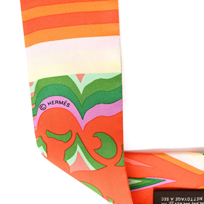 Hermes Silk Brides De Gala Shadow Twilly Orange Vert Corail 3 of 4