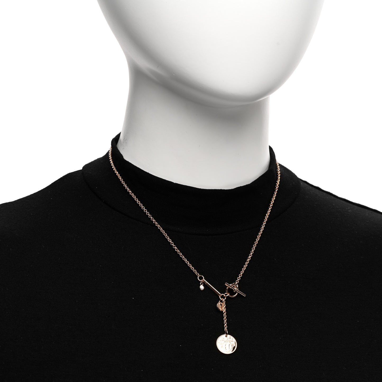 18K Rose Gold Diamond PM Ex-Libris Pendant Necklace
