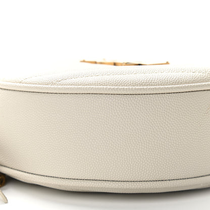 Saint Laurent Grain De Poudre Matelasse Chevron Quilted Round Vinyle Camera Bag Blanc Vintage 7 of 9