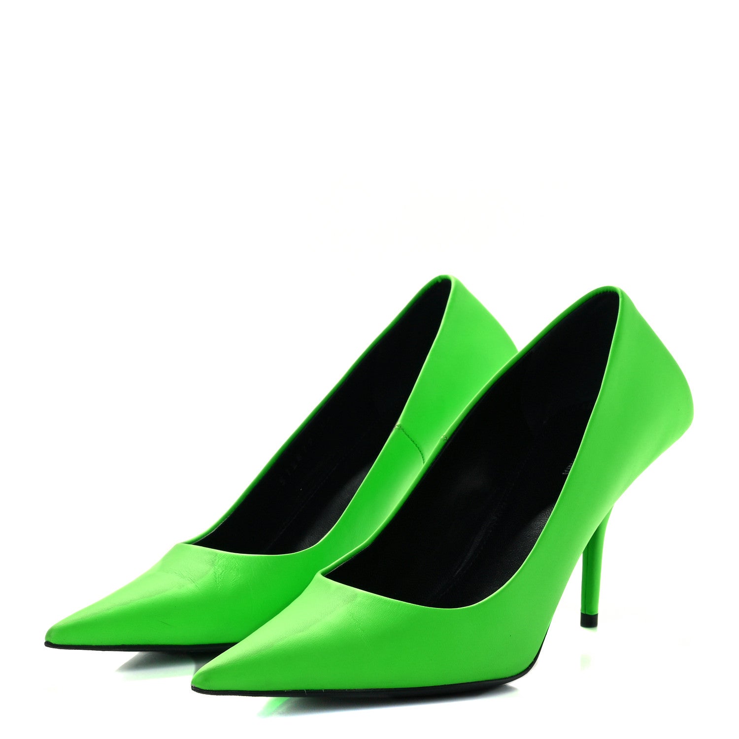 Balenciaga Soft Nappa Square Knife 80mm Pumps 37 Neon Green 3 of 9