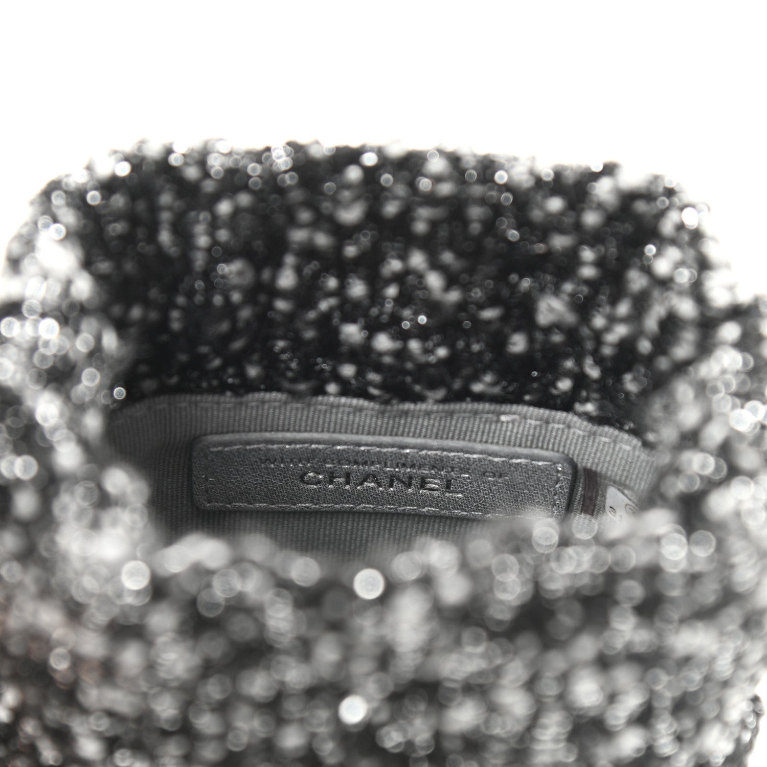 Chanel Tweed Mini Bucket Drawstring Bag Black Silver 7 of 11