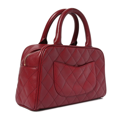 Chanel Caviar Quilted Small Bowler Dark Red 3 of 12